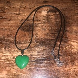 Synthetic Green Crystal Heart Necklace